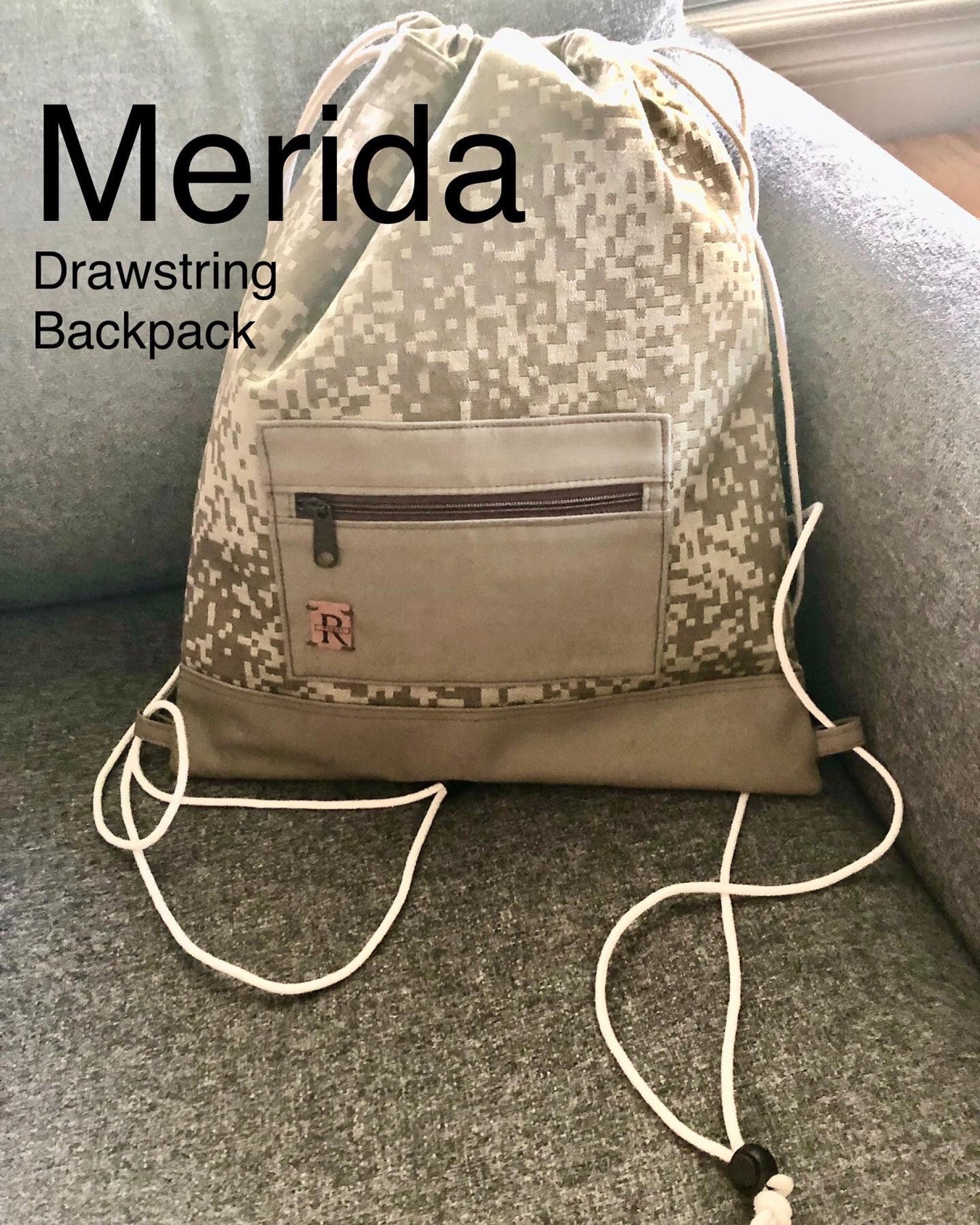 Merida Drawstring Backpack PDF Sewing Pattern Easy Backpack 