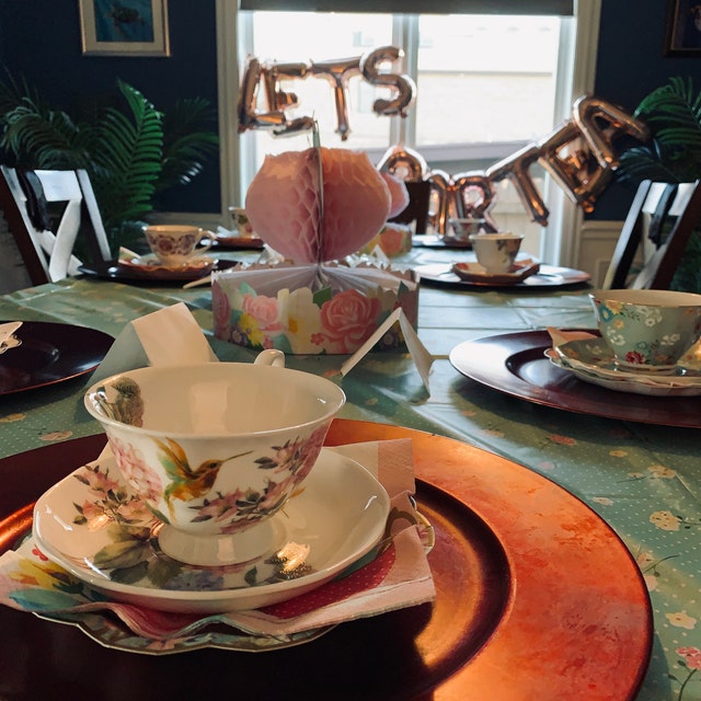 Floral Tea Party Plastic Tablecloths - Pack Of 3, 54x102 Inches, Disposable Party Decor