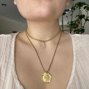 Vintage Style Lion Coin Charm Necklace 