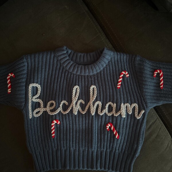 Personalized Baby Sweater - Custom Name Embroidered Knit Sweater For Newborns & Toddlers, Cotton, Sizes 0-3M To 5T