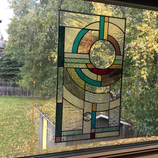 21-05 1920's Art Deco Jewel Tones Geometric Stained Glass - Etsy