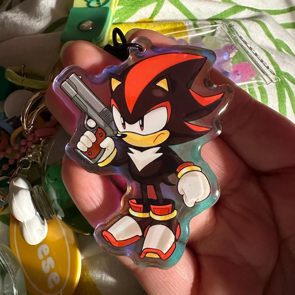 Shadow Key Ring Shadow the Hedgehog 2.5in Holo Acrylic Charm Keychain Keyring - Etsy