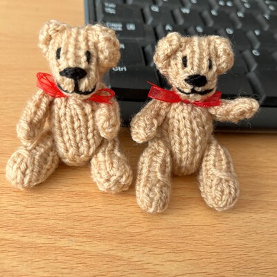 Hand Knit 7 Cm Black Sparkle Teddy Bear Miniature Him for Her Gift ...