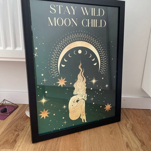Targa in metallo vintage con scritta Stay Wild Moon Child, con