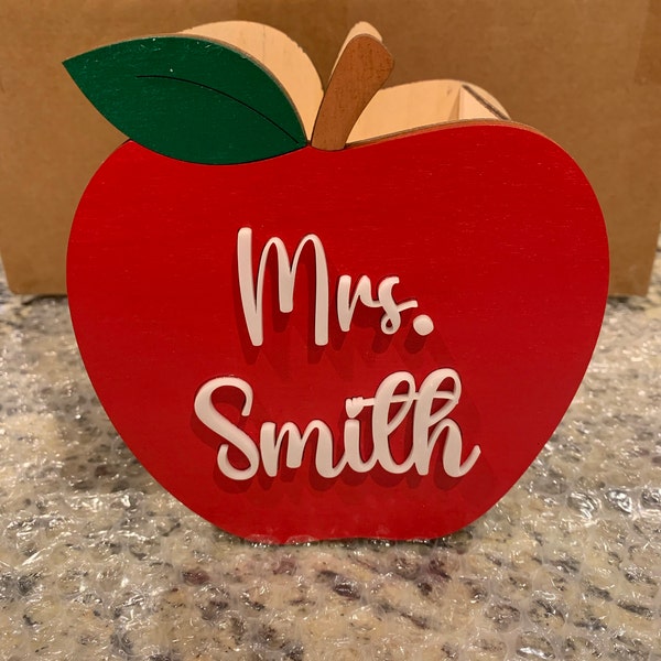 Teacher Wooden Apple- Teacher Appreciation Gift- Apple Pencil Holder ...