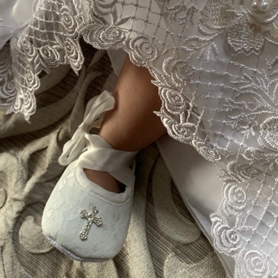White Lace Baby Christening Shoes Baby Girl Baptism Shoes Baby Girl Dedication Christmas Shoes ...