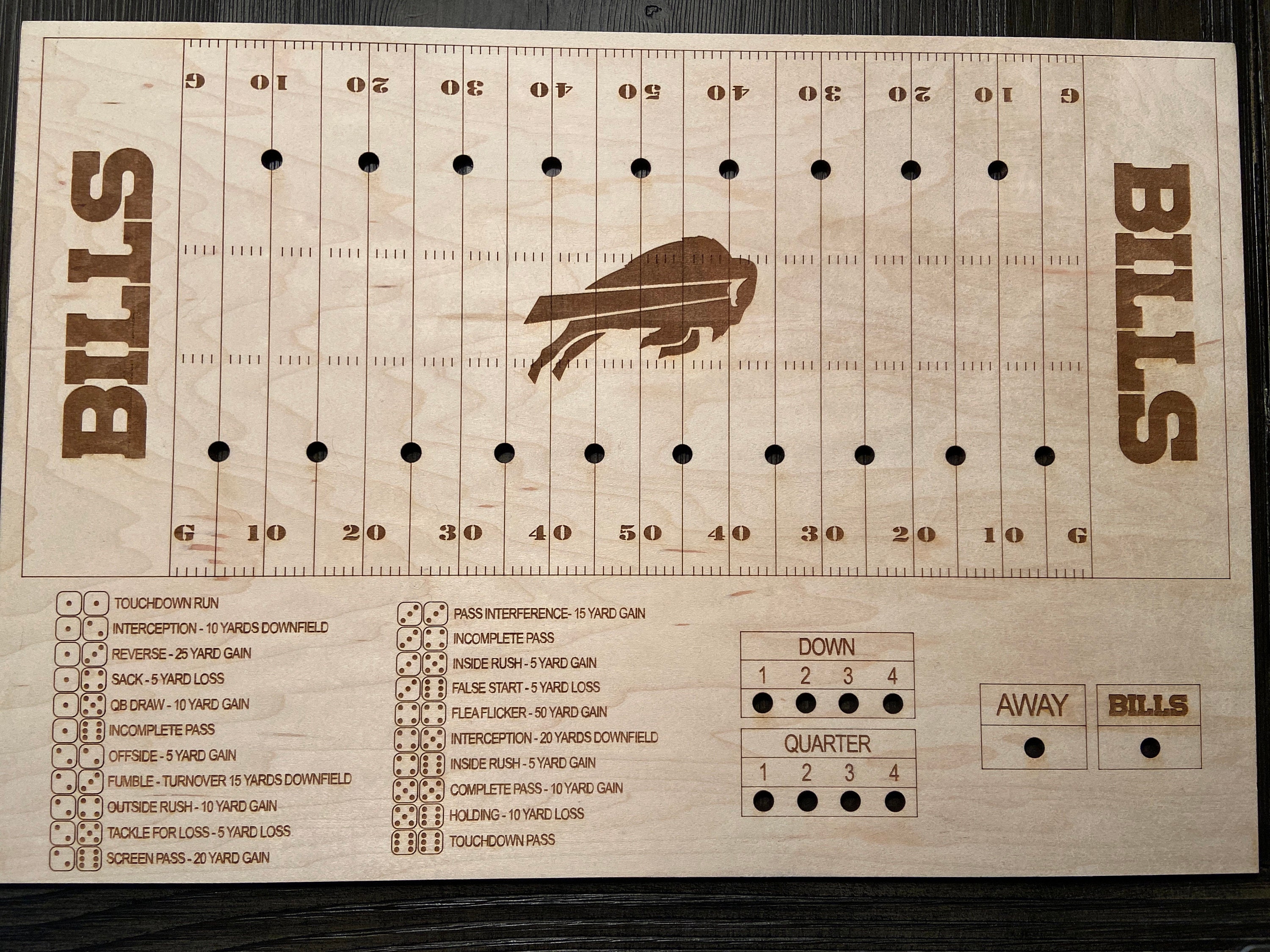 Custom Football Board Game Dice and Pegs Football Game Day Board Game Sports Board Game Family Game Night Football Dice Game Board for Kids