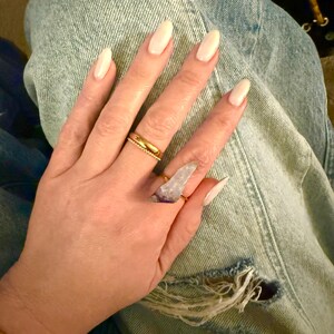 Customer photo from Kristin, Vertical Raw Amethyst Ring, Gold Ring, Gemstone Ring, Raw