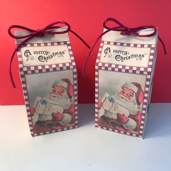 Christmas Milk Box, Christmas Favors, Santa Milk Box, Christmas ...