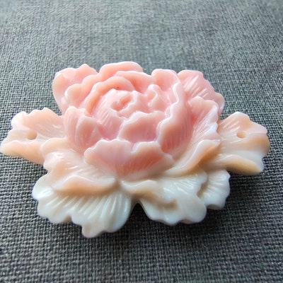 Natural Pink Shell Peony Flower, Pink Conch Peony Pendant Bead,24x35mm ...
