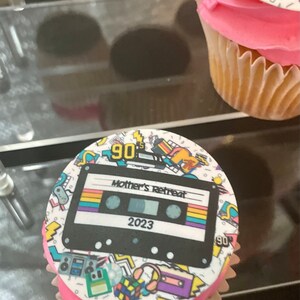 I love the 90's Birthday Cake topper Edible paper sugar sheet cupcakes  easy