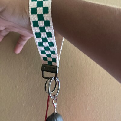 Checkerboard Pattern Keychain Wristlet / Key Fob / Checker Print ...