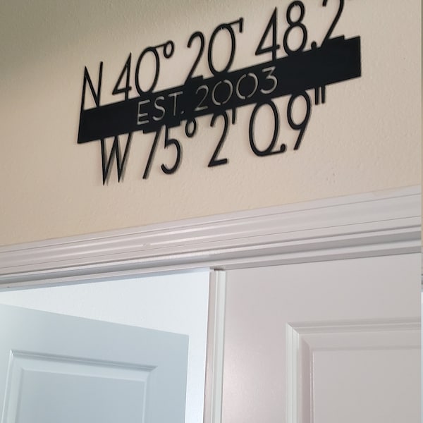 Lat Sign Personalized Latitude Longitude Sign: Custom GPS Coordinates Metal Wall ...