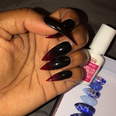 Black Red Blood Drip Splatter Halloween Press on Nails Any Shape Fake ...