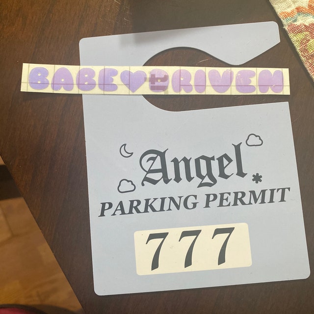 Angel Parking Permit 777 / Kawaii School Parking Hangtag / Kawaii Blue Car  Accessories 