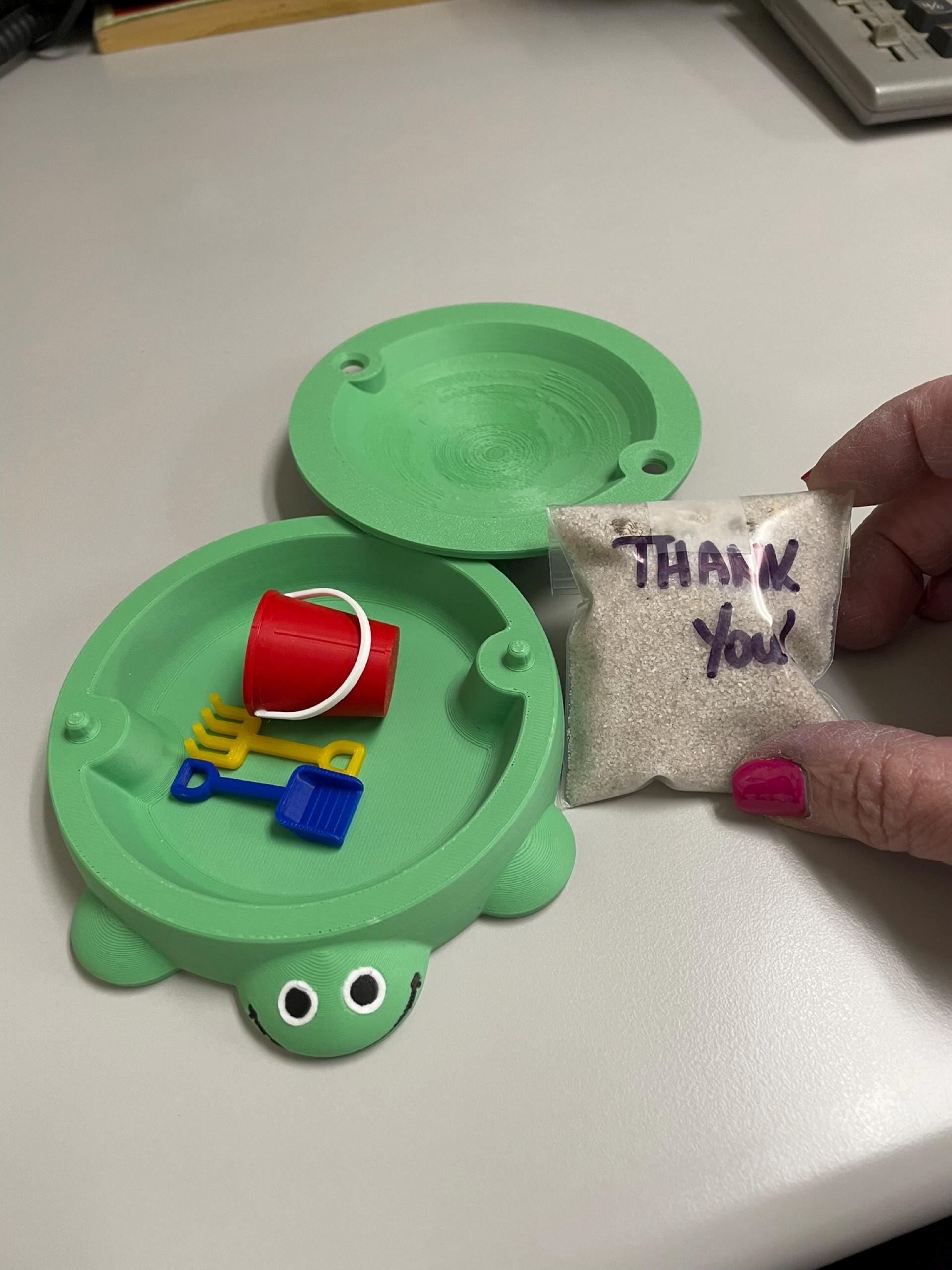 Mini Turtle Sandbox with Sand & Mini Tools - Sensory Zen Garden, 90s Nostalgia, 90s Toys, Office Decor, 4.5&quot; Small Size