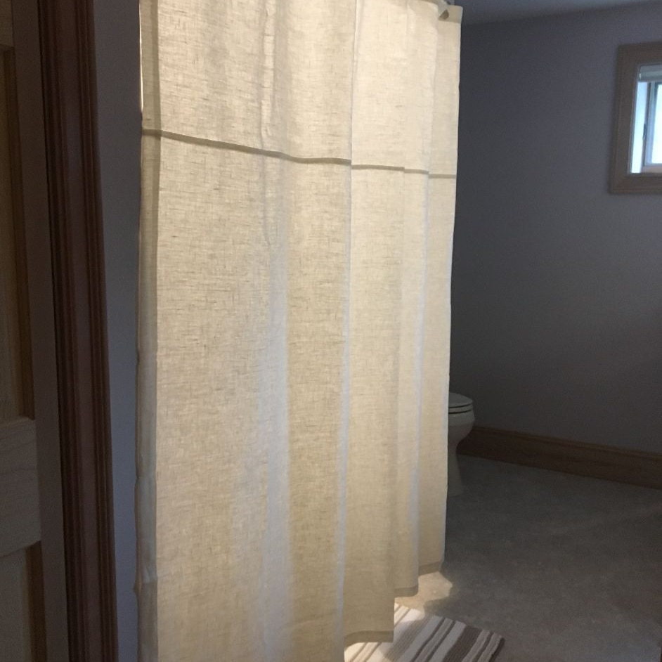 Pair linen curtain panels OATMEAL linen drapes rod pocket | Etsy