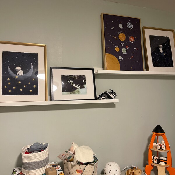 Set of 4 Astronaut Space Themed Nursery Decor Prints, Moon and Stars ...
