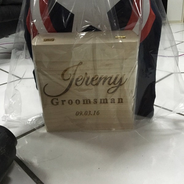 Groomsmen Gift Set of 1 Cigar Box Flask Gift Set Personalized Cigar Box ...