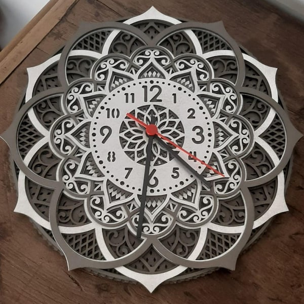 Laser Cut Wall Clock Cutting Files, Layered Clock SVG Dxf, Multilayer ...
