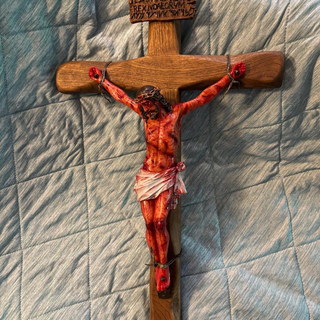 Crucifix Catholique Mural - Sculpture De La Passion En Renaissance - 11,5x3x20,5 Cm - Pour Méditation Et Dévotion