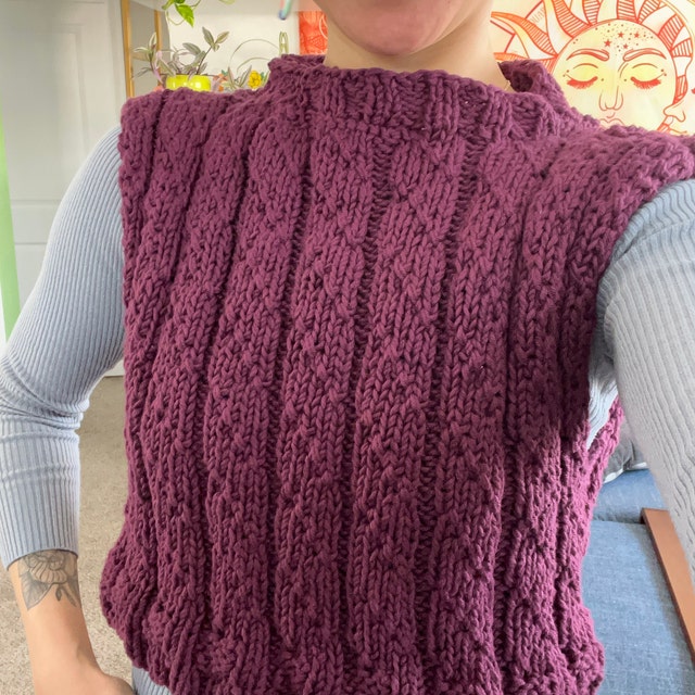 Knitting Pattern basic Cable Vest Easy Vest Beginner Friendly  