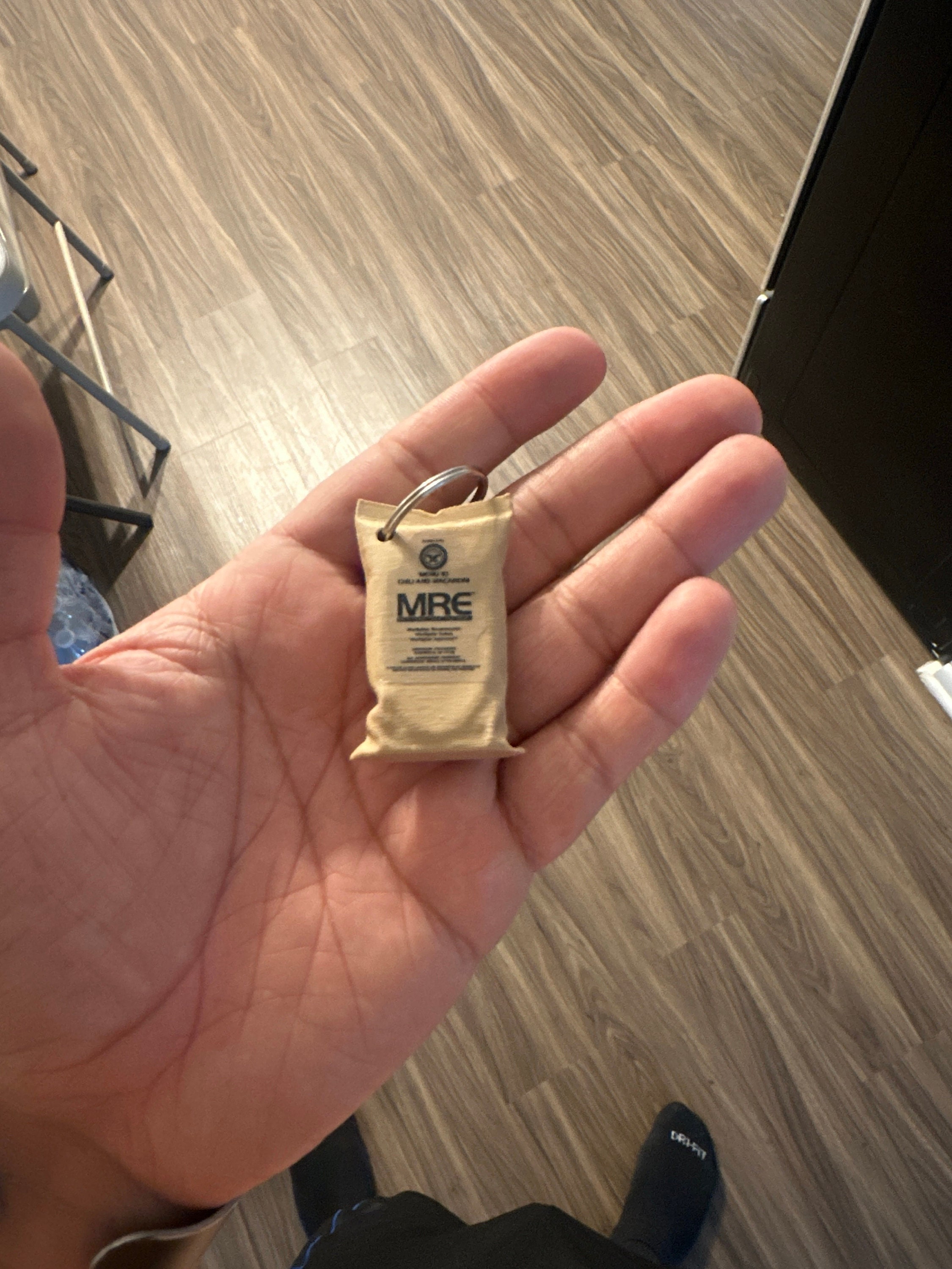 MRE Chili-Mac Keychain -Great Military gift for Army, Marines, Navy, Airforce, Coast Guard or Spaceforce - Perfect gift for Veterans!