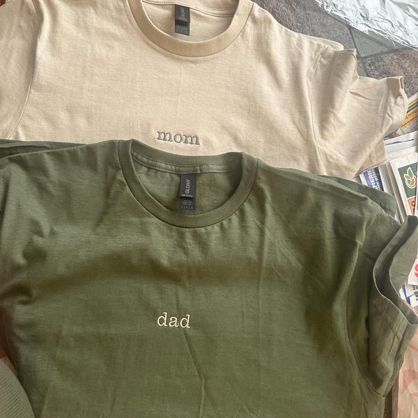 Embroidered Mama Dad Shirt, Mom Shirt, New Mom, New Dad, T-shirt, Mommy ...