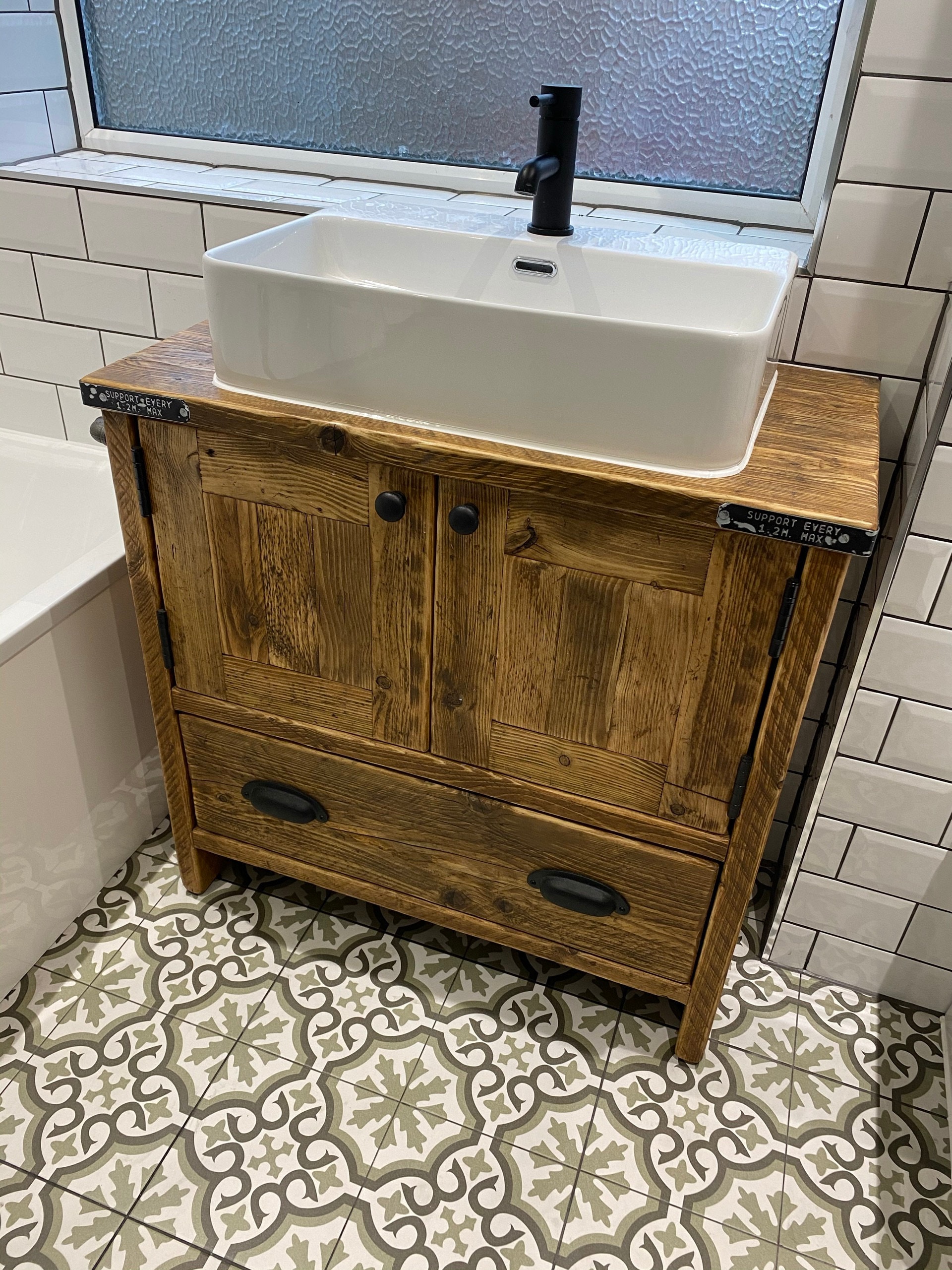 Reclaimed Wood Vanity Unit Uk HEXHAM | Handmade Reclaimed Timber Bathroom Vanity Unit.