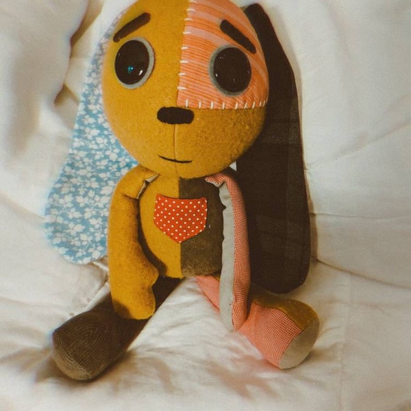Lost Ollie Plush Rag Doll Rabbit Patchwork Etsy