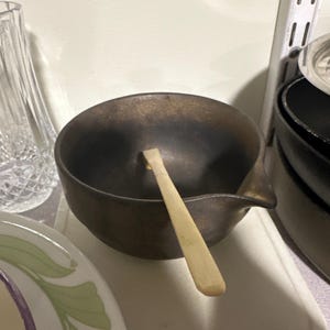 Japanese-style Rustic Matcha Tea Set with Ceramic Bowl with Spout, Bamboo Whisk, Whisk Holder, and Scoop