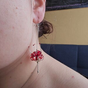 Handmade Japanese Kanzashi Earrings,glass Resin,spider Lily Handmade Japanese Kanzashi Earrings,glass Resin,spider Lily