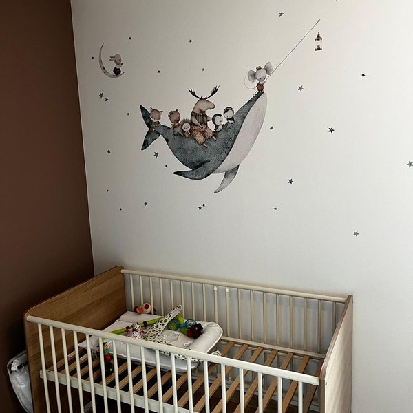 Whale Ocean Animals Nursery Wall Decal Set, Under the Sea Watercolor ...