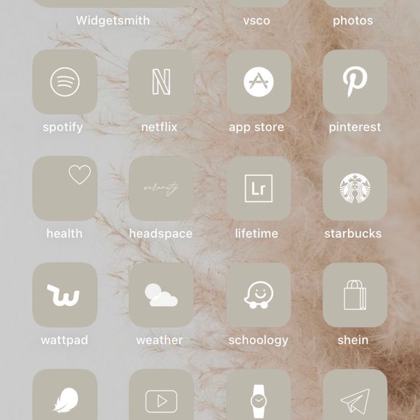 Beige Aesthetic App Icons for Ios, iPhone 17 & Android | Neutral ...