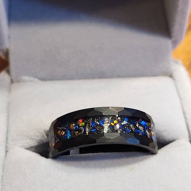 THREE KEYS JEWELRY 4mm 8mm Galaxy Opal Stone Imitated Meteorite Inlay  Tungsten Wedding …