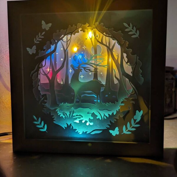Deer Jungle - Paper Cut Light Box Template Files, Shadow Box, 3D ...