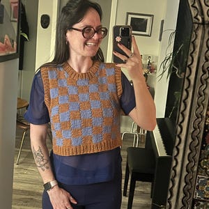 Meganfaithmakes Checkered Sweater Vest Knitting Pattern PDF