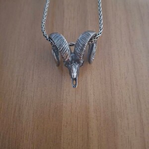Sterling Silver Ram Skull Pendant – Handmade Animal Totem Necklace