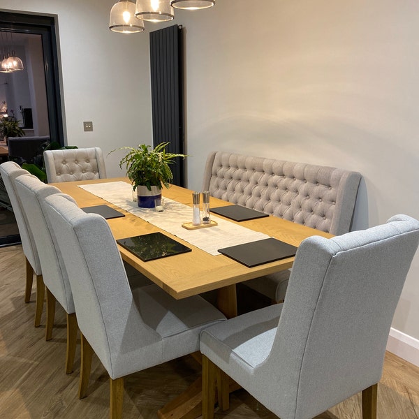 Padstow Upholstered Dining Bench in Luxurious Velvet With Solid Oak ...