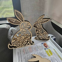 Easter Laser Cut Files Rabbits SVG Layered Bundle, Floral Bunny ...