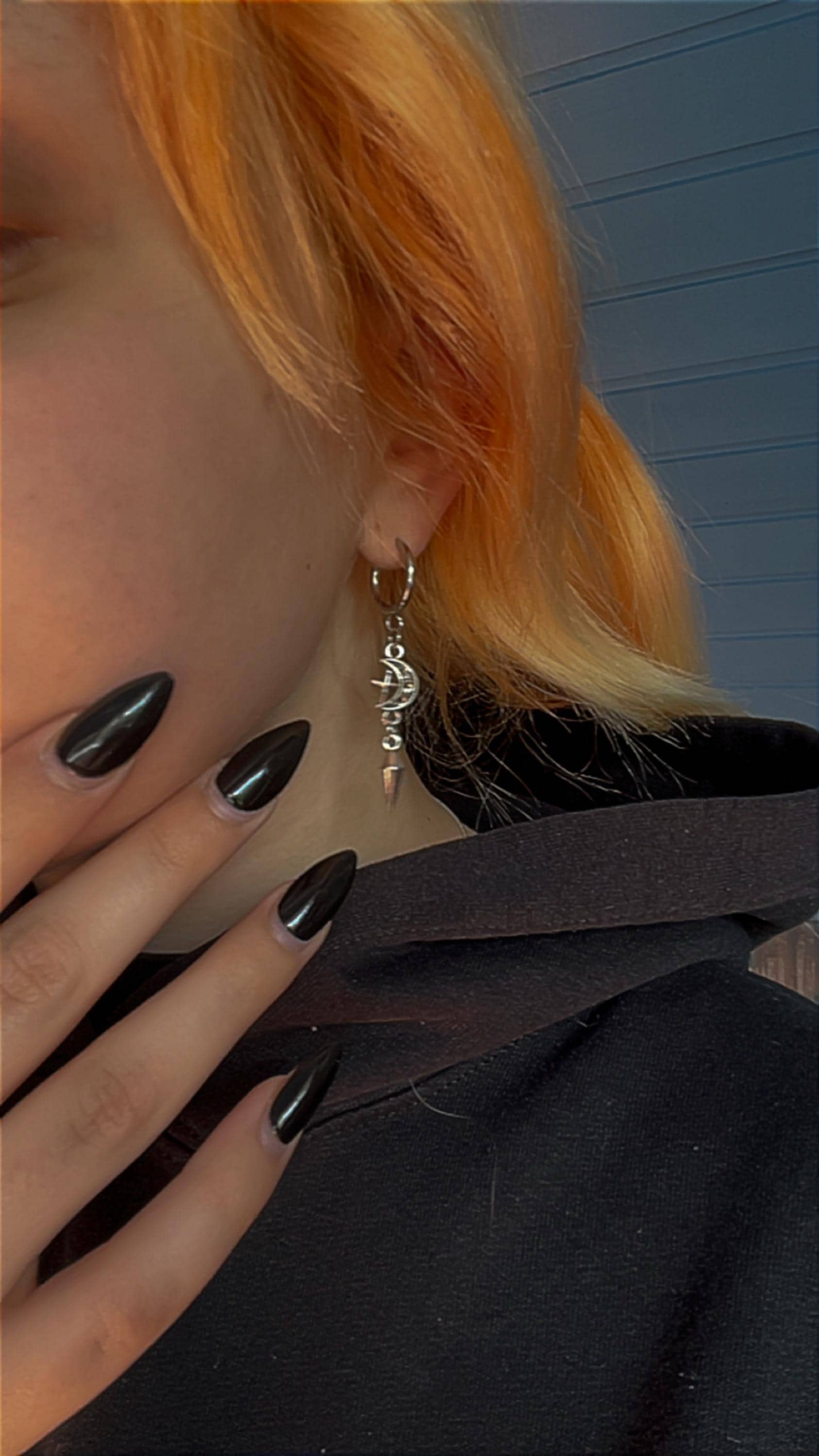 Spike earrings, moon/star hoops, punk earrings, goth earrings, gothic jewelry, huggie earrings, emo, alternative, celestial earrings