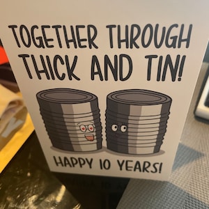 Tenth Anniversary Card Tin Anniversary Funny Card Can Pun Card Card for ...