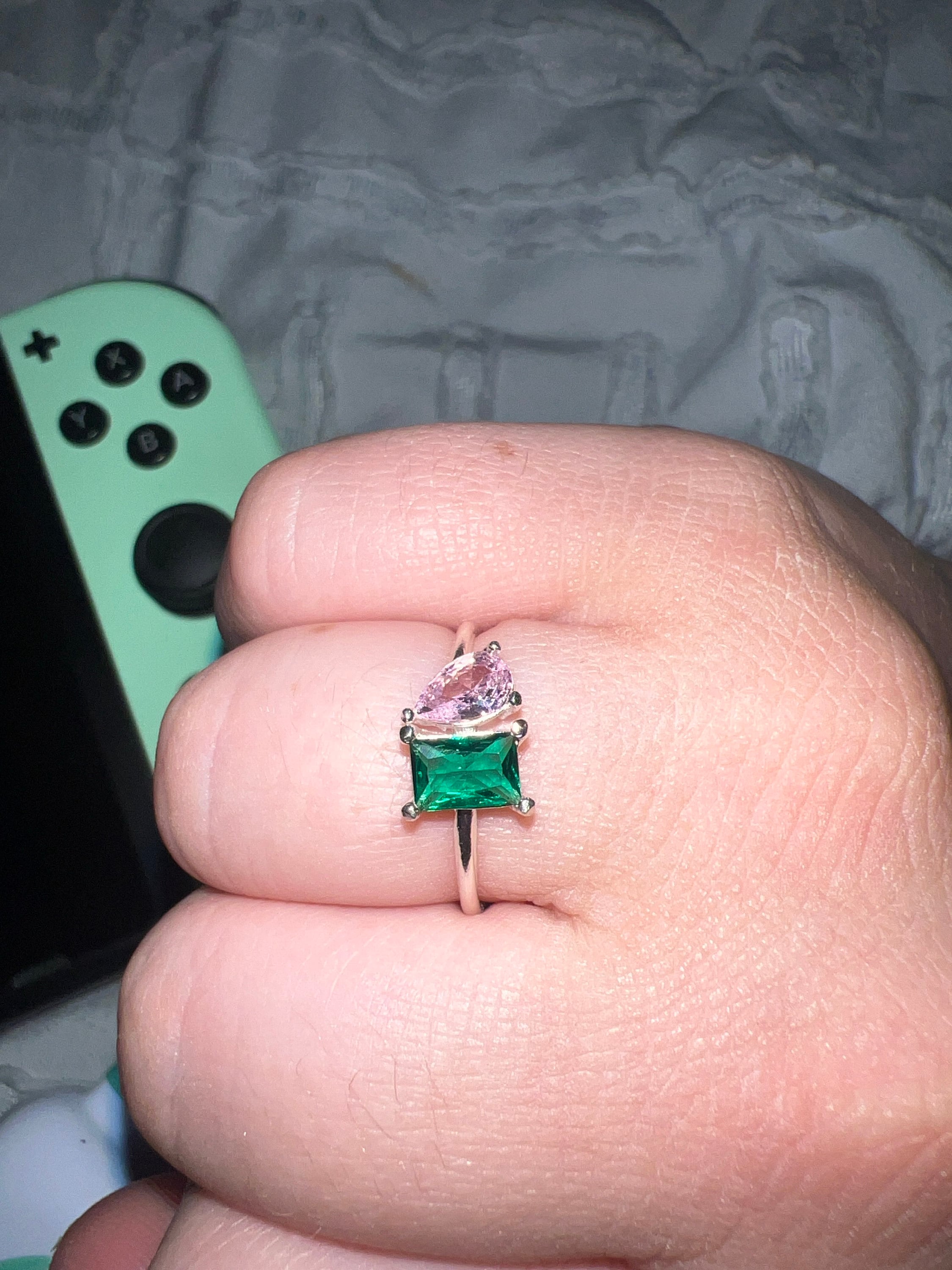 Emerald & Pear Cut Birthstone Ring by Caitlyn Minimalist • Custom Toi et Moi Gemstone Ring • Vintage Jewelry • Perfect Couples Gift • RM124