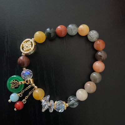 Women's Retro Jade Crystal Bracelet Natural Color Stone - Etsy