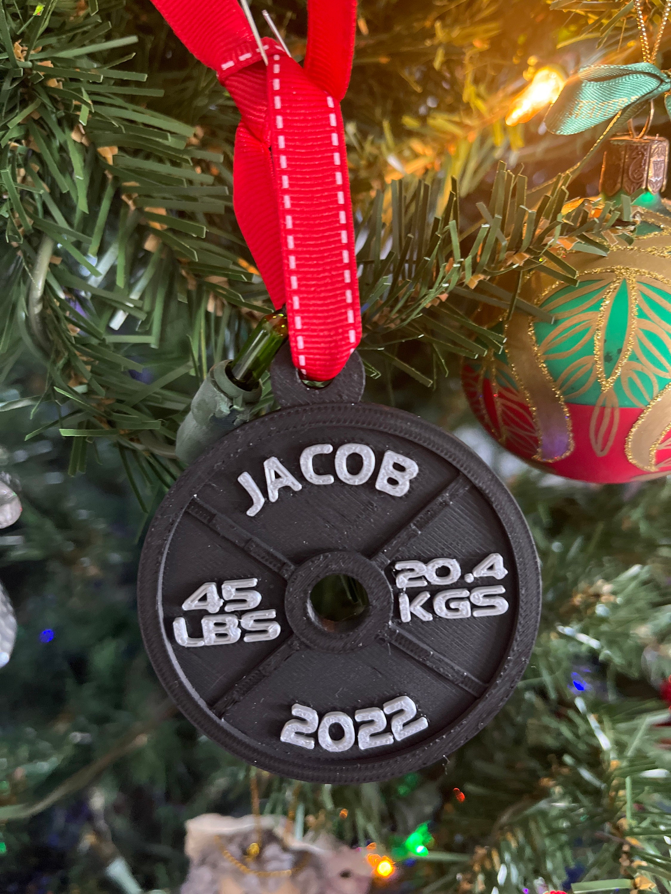 Customizable Weight Plate Ornament, Personalize Your Fitness Journey with This Unique, Gift for Gym Enthusiasts