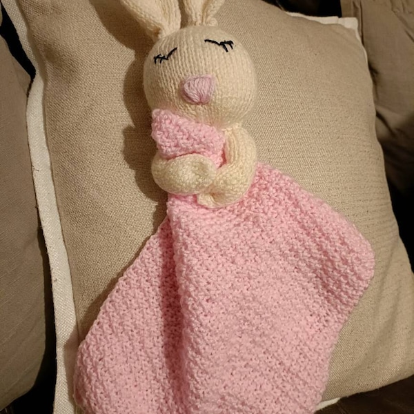 Bunny Comforter KNITTING PATTERN on Two Straight Knitting Needles ...