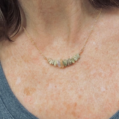 Simple Gemstone Necklace, Minimalist Gift for Her, Tiny Stones ...