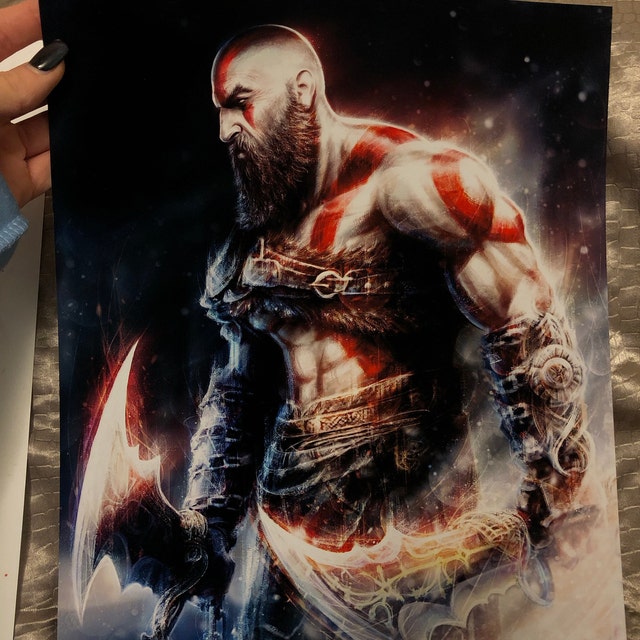 ICHU Poster decorativo su tela di God of War Ragnarok Kratos, poster decorativo da parete e stampa artistica moderna per la camera da letto della famiglia (30 x 30 cm