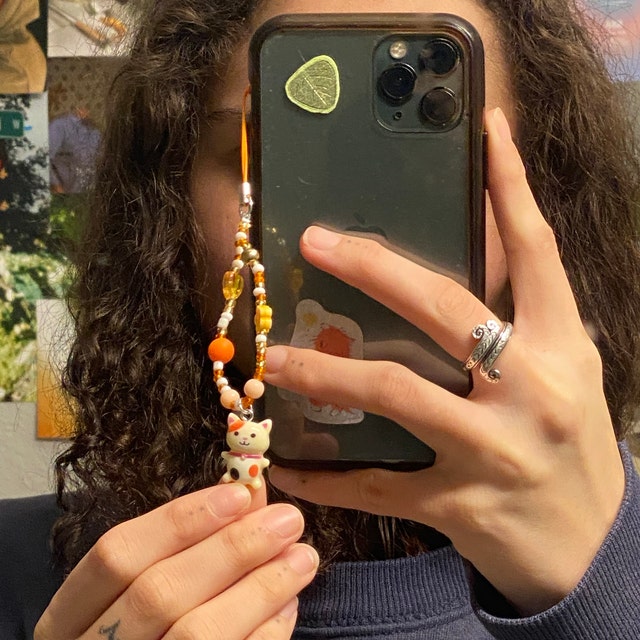 CATさま専用Phone Strap by Aurélie Mathigot Cat Phone Charm | Phone Charm Strap | Cute Beaded Phone