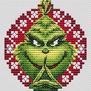 Modèle de point de croix Grinch Motif de Noël Boule de Noël Motif ...